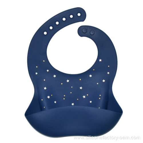 Soft Waterproof Baby Silicone Bib with Patterned Bib